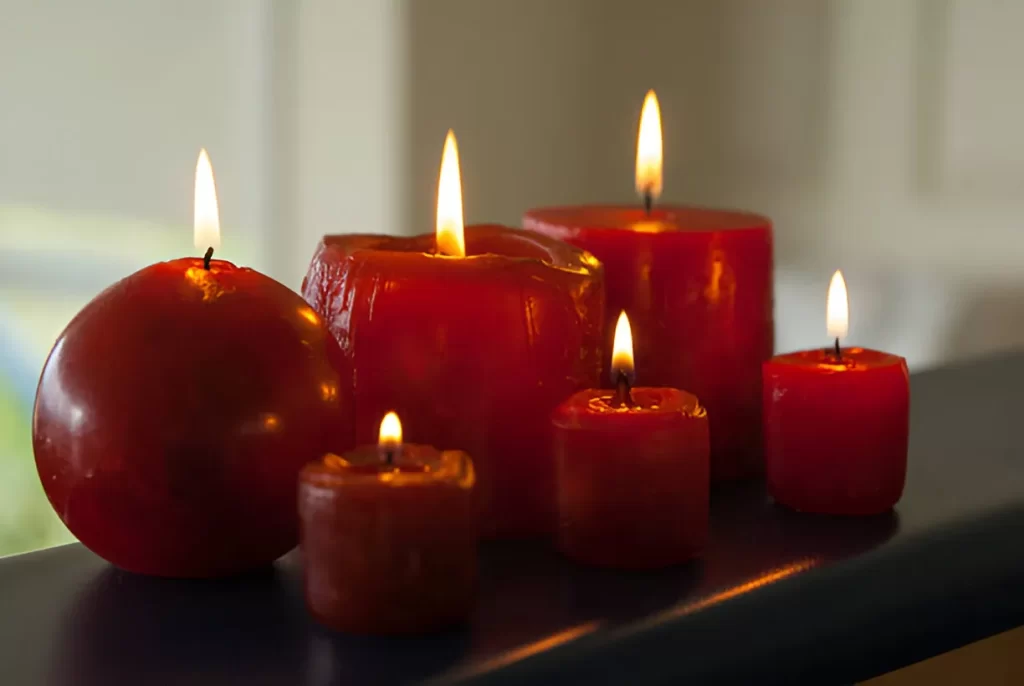 Six red candles